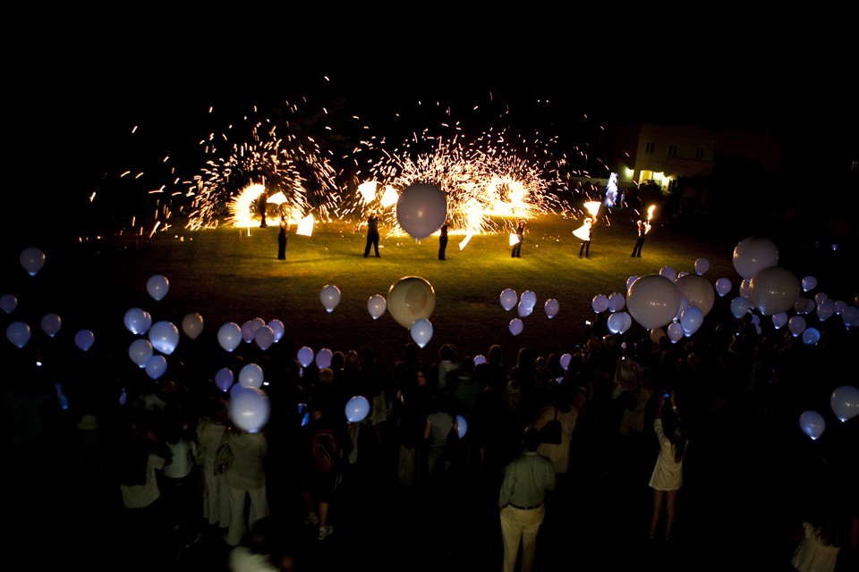 A beautiful full sized fire performance for the Spier White Light Festival